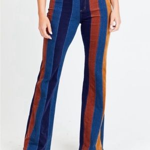 Altar’d State Patchwork Stripe Flare/Bootcut 70’s Jeans